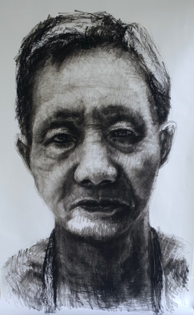 Shoe Polisher Outside Central Station Art kristone capistrano charcoal portraiture contemporary artist drawing