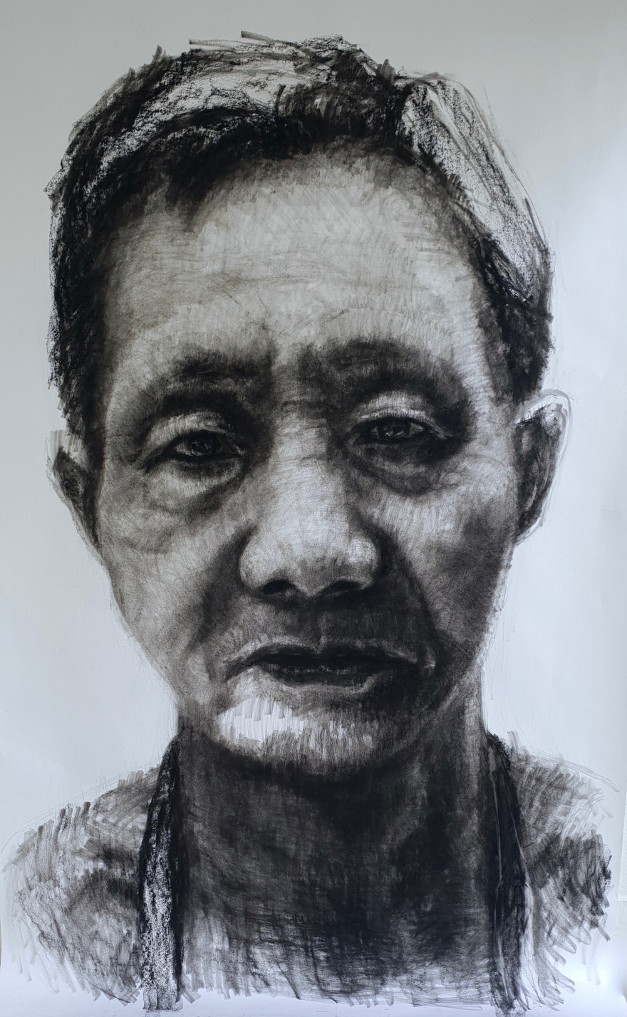 Shoe Polisher Outside Central Station Art kristone capistrano charcoal portraiture contemporary artist drawing